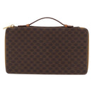 CELINE Macadam Canvas Travel Case PVC Leather Brown Gold Auth ki6242-13