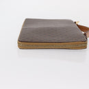 CELINE Macadam Canvas Travel Case PVC Leather Brown Gold Auth ki6242-3