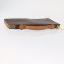 CELINE Macadam Canvas Travel Case PVC Leather Brown Gold Auth ki6242-6