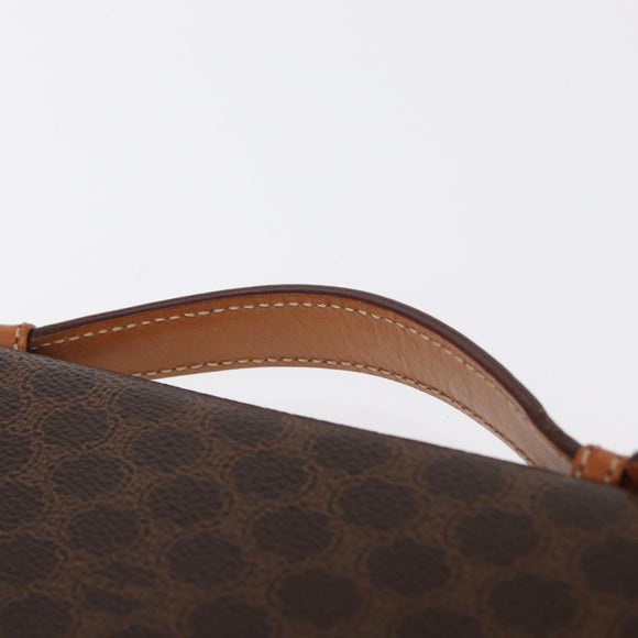 CELINE Macadam Canvas Travel Case PVC Leather Brown Gold Auth ki6242