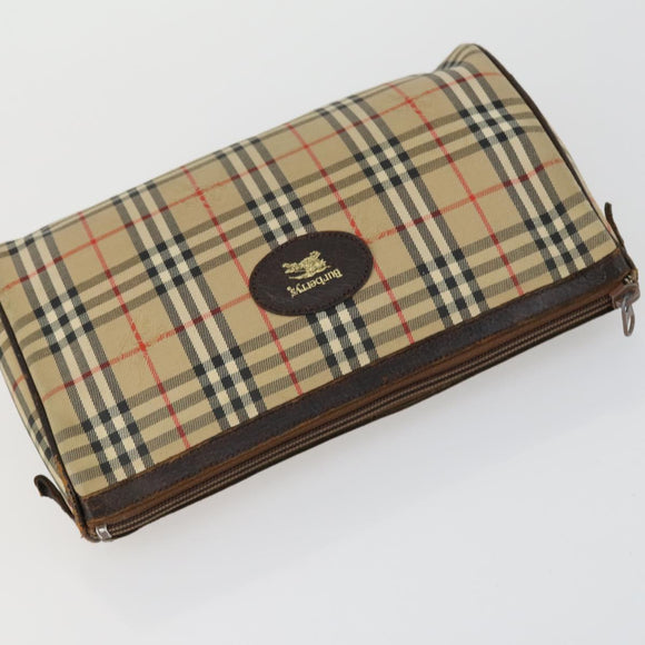 Burberrys Nova Check Clutch Bag Canvas 3 Set Beige Auth ki6243