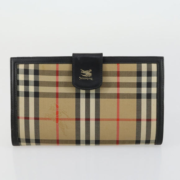 Burberrys Nova Check Clutch Bag Canvas 3 Set Beige Auth ki6243