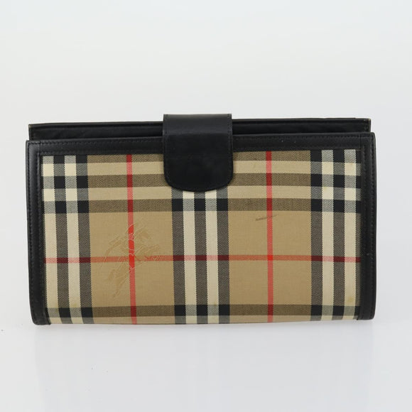 Burberrys Nova Check Clutch Bag Canvas 3 Set Beige Auth ki6243