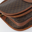 CELINE Macadam Canvas Shoulder Bag PVC Leather Brown Gold Auth ki6244-14