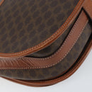 CELINE Macadam Canvas Shoulder Bag PVC Leather Brown Gold Auth ki6244-16