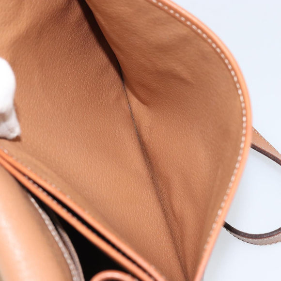 CELINE Macadam Canvas Shoulder Bag PVC Leather Brown Gold Auth ki6244