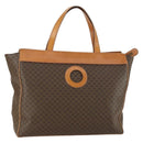 CELINE Macadam Canvas Tote Bag PVC Leather Brown Gold Auth ki6248-1