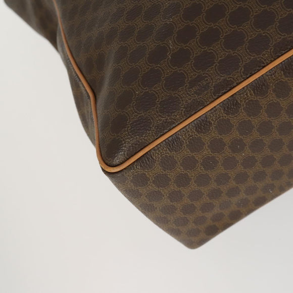 CELINE Macadam Canvas Tote Bag PVC Leather Brown Gold Auth ki6248