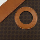 CELINE Macadam Canvas Tote Bag PVC Leather Brown Gold Auth ki6248-18