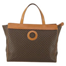 CELINE Macadam Canvas Tote Bag PVC Leather Brown Gold Auth ki6248-13