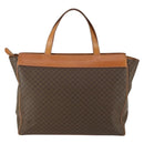 CELINE Macadam Canvas Tote Bag PVC Leather Brown Gold Auth ki6248-2