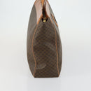 CELINE Macadam Canvas Tote Bag PVC Leather Brown Gold Auth ki6248-4