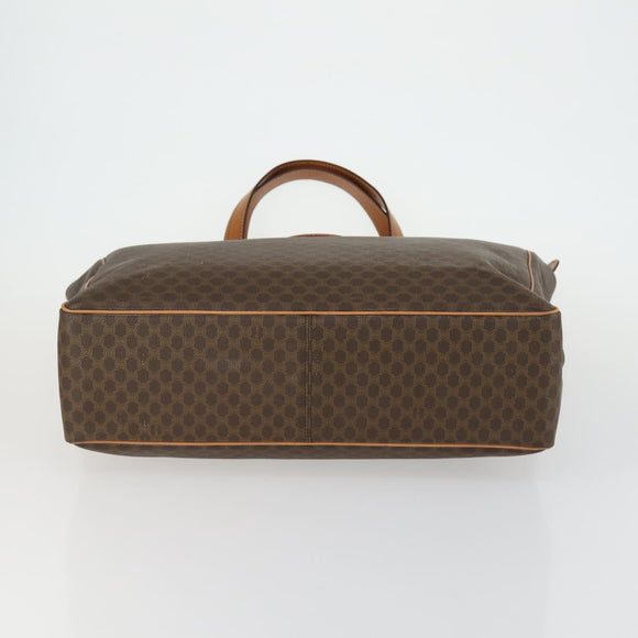 CELINE Macadam Canvas Tote Bag PVC Leather Brown Gold Auth ki6248