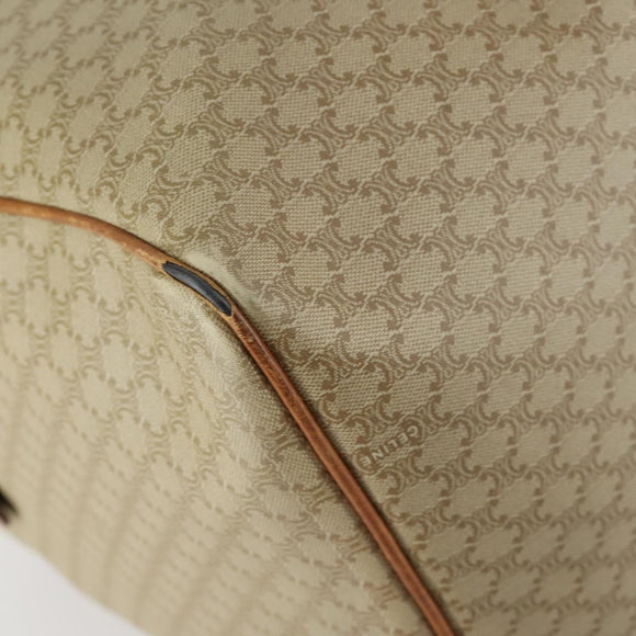 CELINE Macadam Canvas Boston Bag PVC Beige Gold Auth ki6249