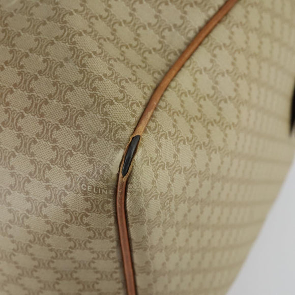 CELINE Macadam Canvas Boston Bag PVC Beige Gold Auth ki6249