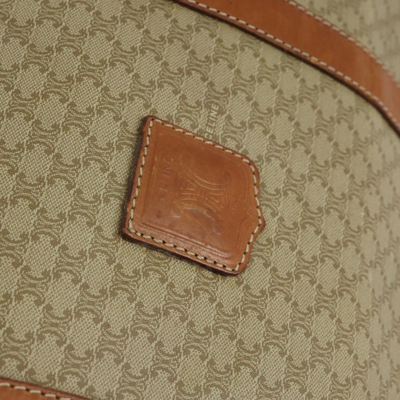 CELINE Macadam Canvas Boston Bag PVC Beige Gold Auth ki6249