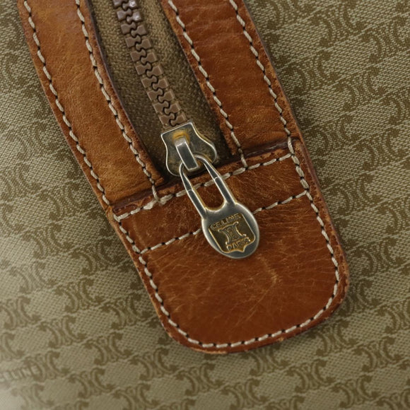 CELINE Macadam Canvas Boston Bag PVC Beige Gold Auth ki6249