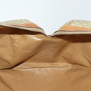 CELINE Macadam Canvas Boston Bag PVC Beige Gold Auth ki6249-20