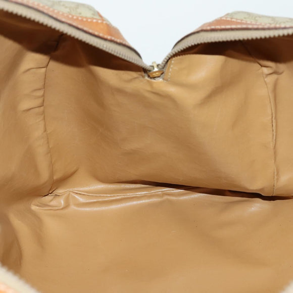 CELINE Macadam Canvas Boston Bag PVC Beige Gold Auth ki6249
