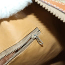 CELINE Macadam Canvas Boston Bag PVC Beige Gold Auth ki6249-22