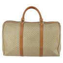 CELINE Macadam Canvas Boston Bag PVC Beige Gold Auth ki6249-2