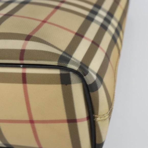 BURBERRY Nova Check Tote Bag PVC Beige Gold Auth ki6250
