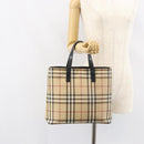 BURBERRY Nova Check Tote Bag PVC Beige Gold Auth ki6250-21