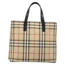 BURBERRY Nova Check Tote Bag PVC Beige Gold Auth ki6250-2