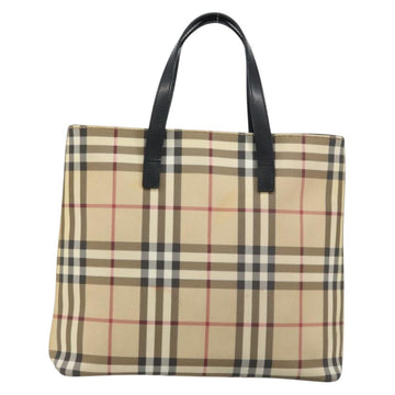 BURBERRY Nova Check Tote Bag PVC Beige Gold Auth ki6250 - 0