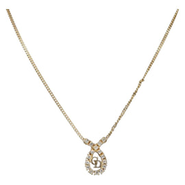 Christian Dior Stone Necklace metal Gold Auth ki6254