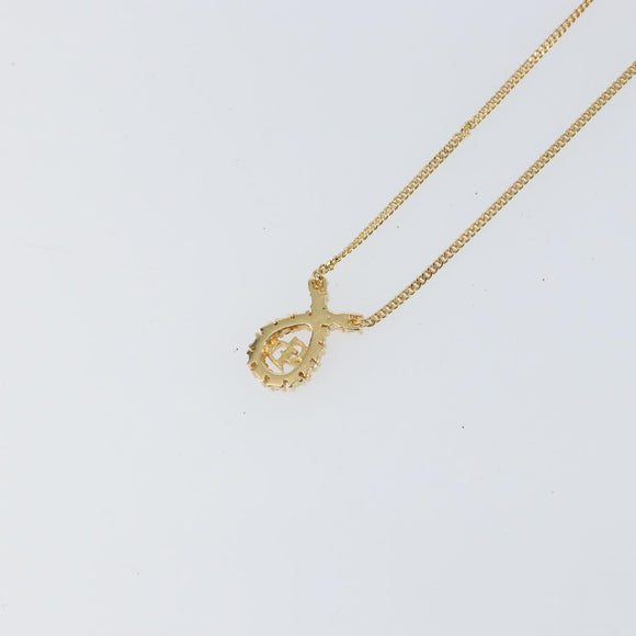 Christian Dior Stone Necklace metal Gold Auth ki6254