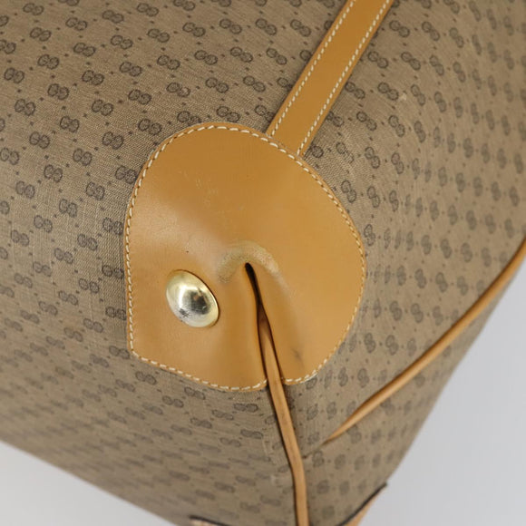 GUCCI Micro GG Supreme Boston Bag PVC Beige Gold Auth ki6257