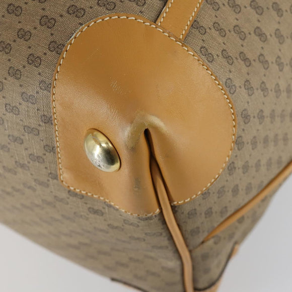 GUCCI Micro GG Supreme Boston Bag PVC Beige Gold Auth ki6257