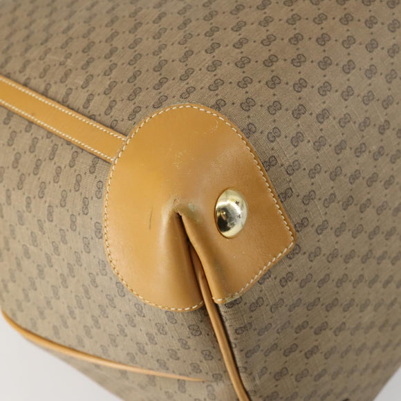 GUCCI Micro GG Supreme Boston Bag PVC Beige Gold Auth ki6257