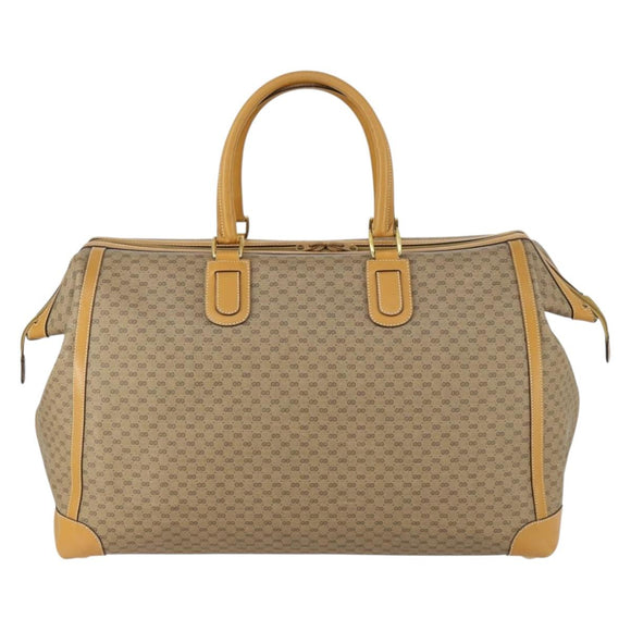 GUCCI Micro GG Supreme Boston Bag PVC Beige Gold Auth ki6257
