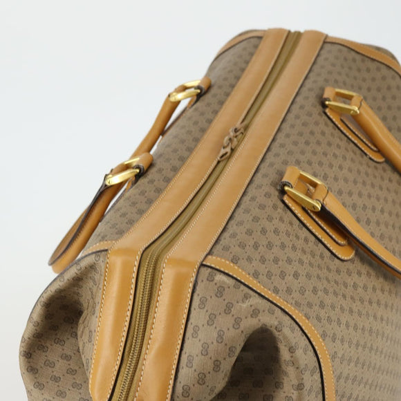 GUCCI Micro GG Supreme Boston Bag PVC Beige Gold Auth ki6257