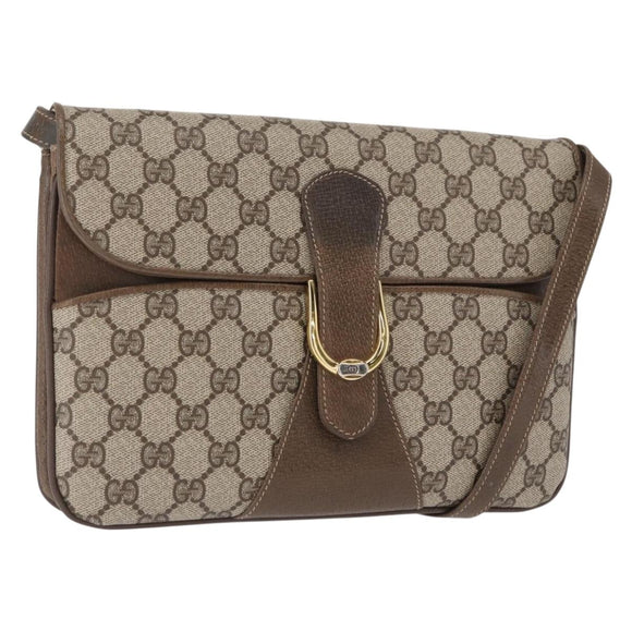 GUCCI GG Supreme Shoulder Bag PVC Leather 2way Beige Gold 65 02 025 Auth ki6263