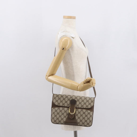 GUCCI GG Supreme Shoulder Bag PVC Leather 2way Beige Gold 65 02 025 Auth ki6263