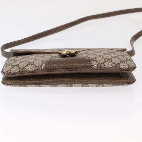 GUCCI GG Supreme Shoulder Bag PVC Leather 2way Beige Gold 65 02 025 Auth ki6263