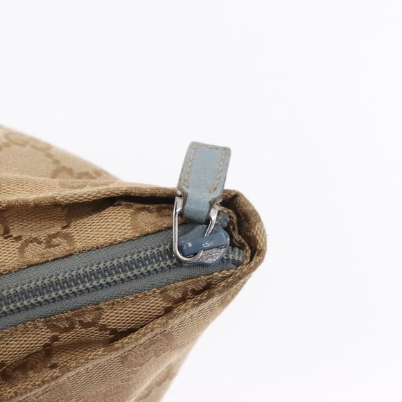 GUCCI GG Canvas Tote Bag Beige Light Blue Silver 131230 Auth ki6264