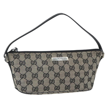 GUCCI GG Canvas Accessory Pouch Black Silver 039 1103 2123 Auth ki6267