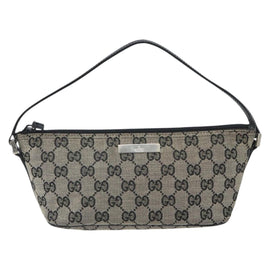 GUCCI GG Canvas Accessory Pouch Black Silver 039 1103 2123 Auth ki6267 - 0