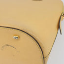 CELINE Hand Bag Leather Beige Gold Auth ki6269-14