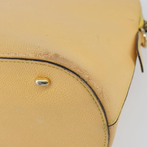 CELINE Hand Bag Leather Beige Gold Auth ki6269
