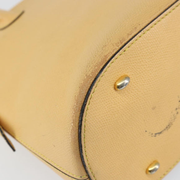 CELINE Hand Bag Leather Beige Gold Auth ki6269
