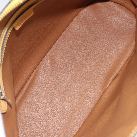 CELINE Hand Bag Leather Beige Gold Auth ki6269