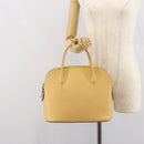 CELINE Hand Bag Leather Beige Gold Auth ki6269-23
