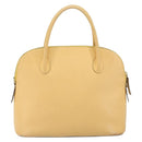 CELINE Hand Bag Leather Beige Gold Auth ki6269-2