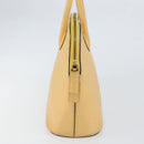 CELINE Hand Bag Leather Beige Gold Auth ki6269-3
