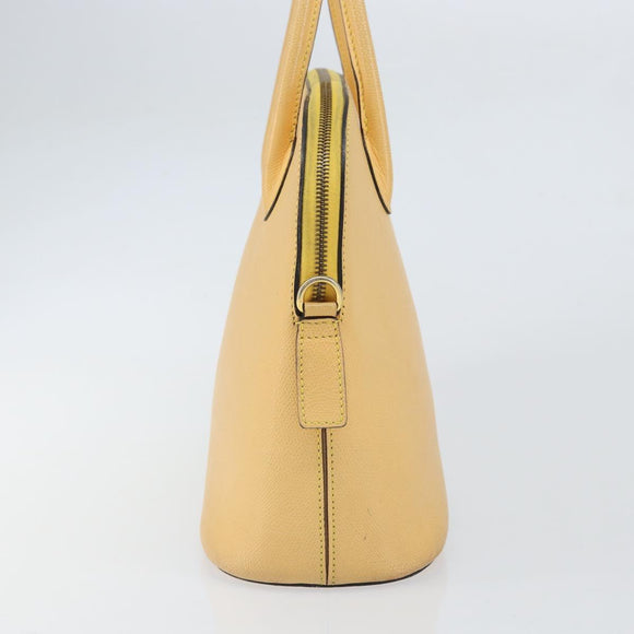 CELINE Hand Bag Leather Beige Gold Auth ki6269